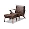 Baxton Studio Bianca Walnut Wood Brown Faux Leather Lounge Chair and Ottoman Set 140-7544-7547 - alternate 1
